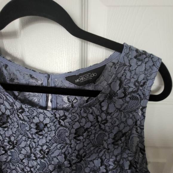 🏷Michel Studio 2XL beautiful blue/black sleeveless lace tank top blouse - Picture 3 of 6